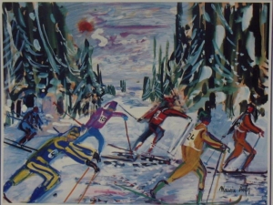 1997 - Skieurs de fond soleil rouge