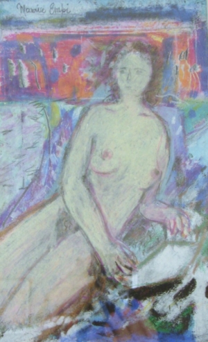 1985 - Nu lisant sur fond noir - Pastel